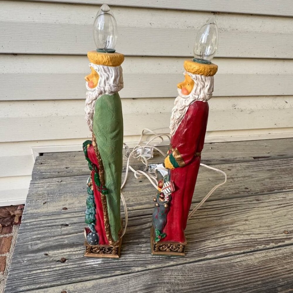 Vintage 2 K-Mart Resin Santa Candle Lamps Christmas Holiday Original Box 70s 80s - Picture 4 of 9